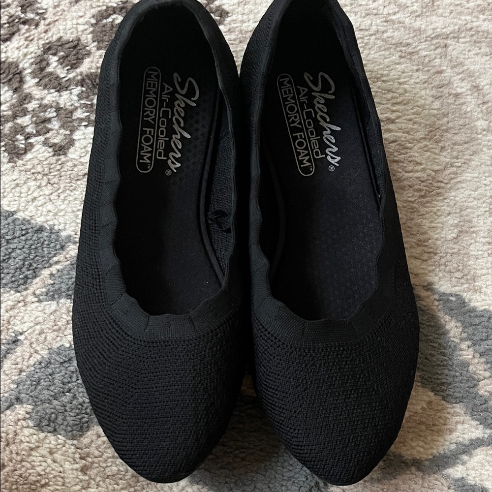 Skechers Black Knit Slip-On Ballet Flats